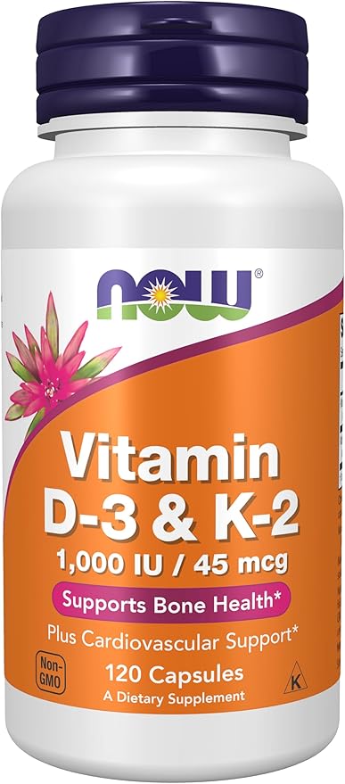NOW VITAMIN D3 1000IU + K2 CAPS OF 90