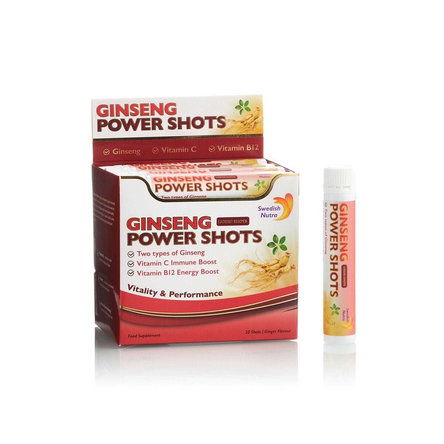 SWEDISH NUTRA GINSENG POWER SHOTS GINGER 25 ML X 20'S