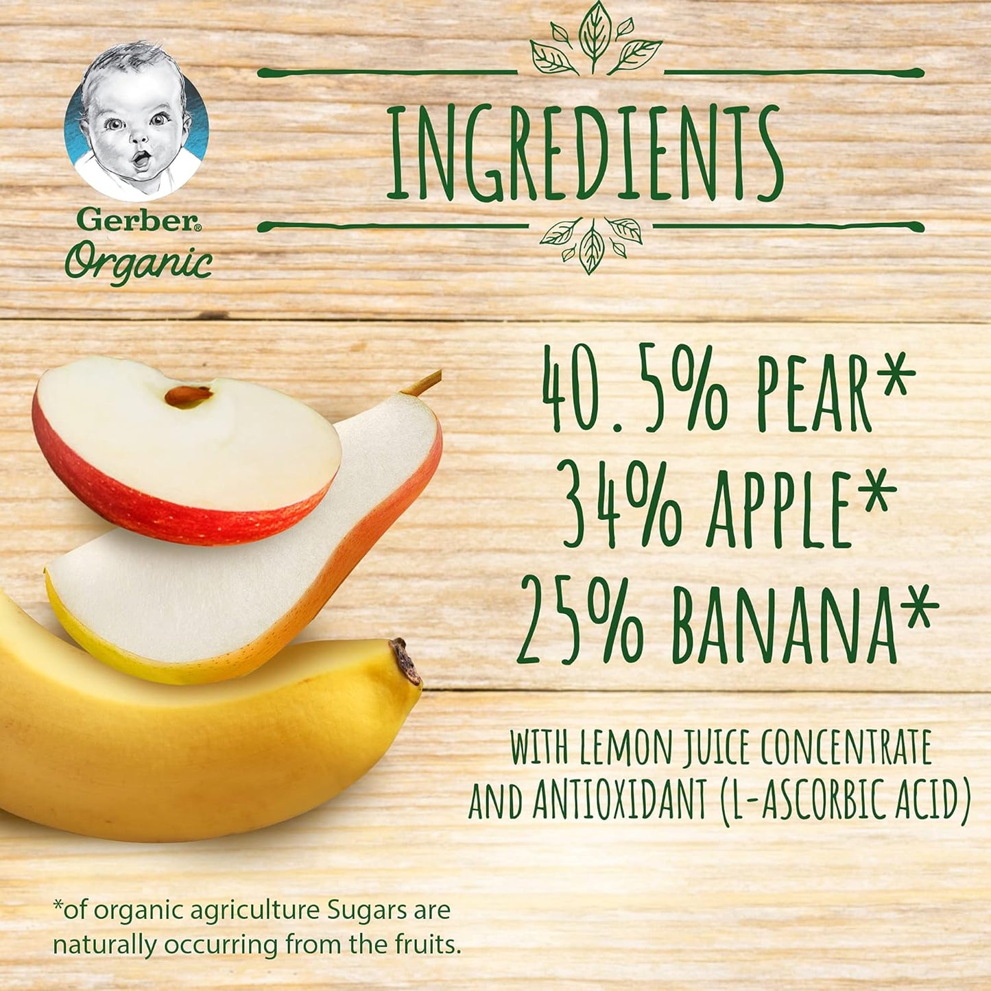 GERBER ORGANIC PEAR APPLE BANANA PUREE 90 G
