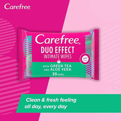 CAREFREE INTIMATE WIPES GREEN TEA+ALOE VERA 20