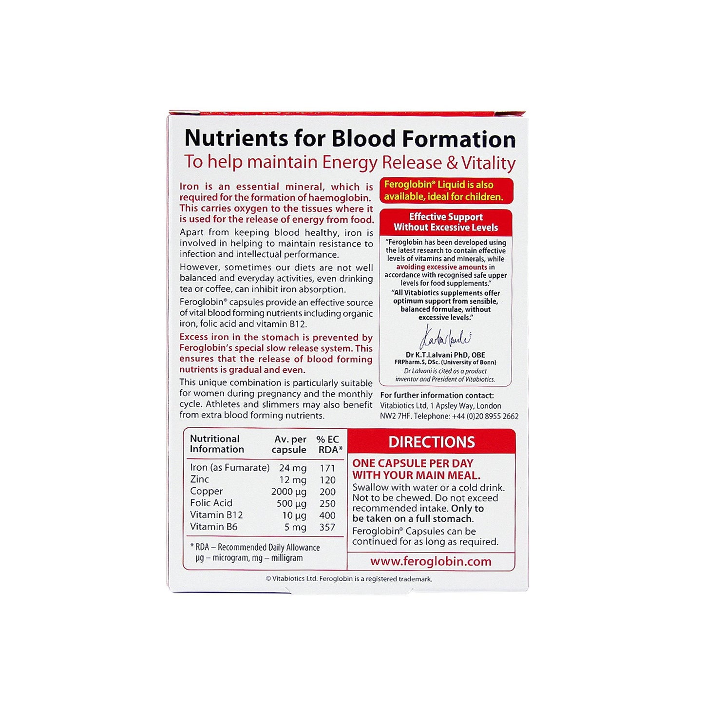 VITABIOTICS FEROGLOBIN - 30 CAPS