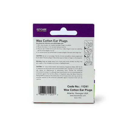 EZY CARE SOFT WAX COTTON EAR PLUGS 2 PAIR-11241