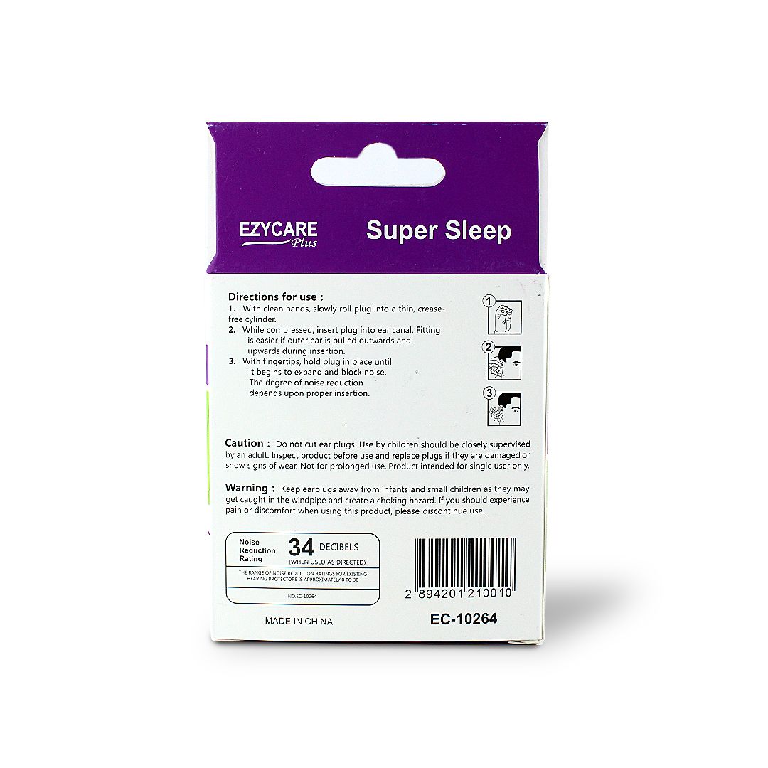 EZY CARE SUPER SLEEP FOAM EAR PLUG 5 PAIR-10264