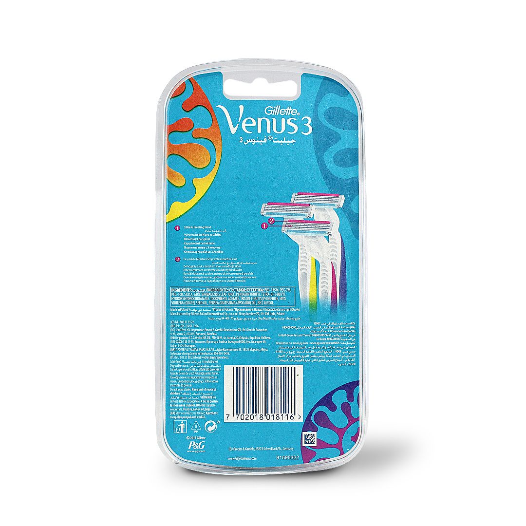 GILLETTE SIMPLY VENUS 3 PLUS DISPOSABLE RAZOR 3 S