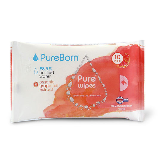 PUREBORN PURE GRAPEFRUIT WATER WIPES 10 S