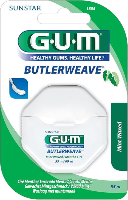 G.U.M BUTLERWEAVE DENTAL FLOSS MINT WAXED