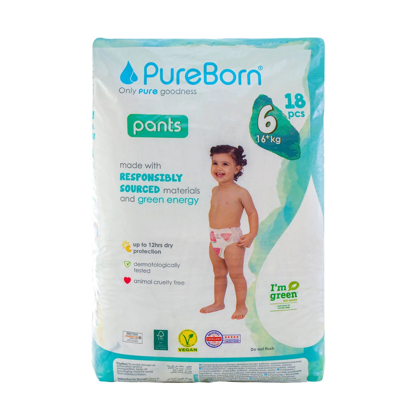 PUREBORN PANTS 6 NAPPY 18 S