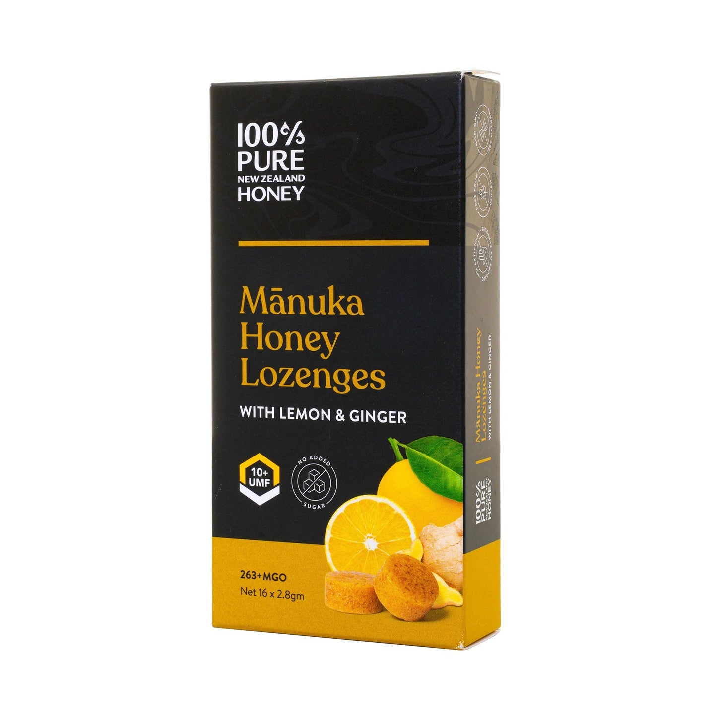 PURE MANUKA HONEY UMF 10+ LEMON AND GINGER LOZENGES 16 S