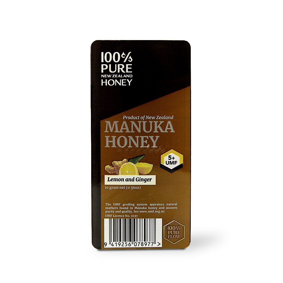 PURE MANUKA HONEY SHOT LEMON & GINGER UMF 5+ 10 G