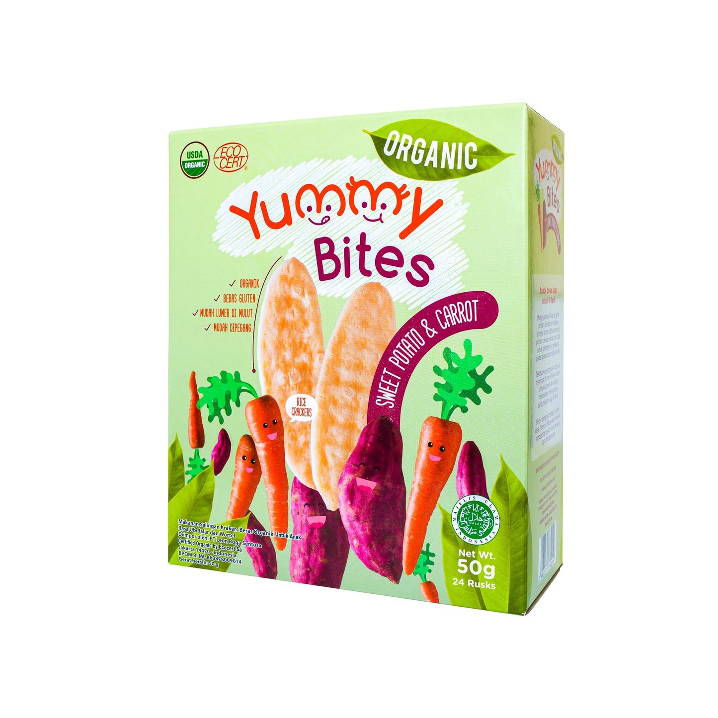 YUMMY BITES ORGANIC CRACKERS SWEET POTATO & CARROT 50 G