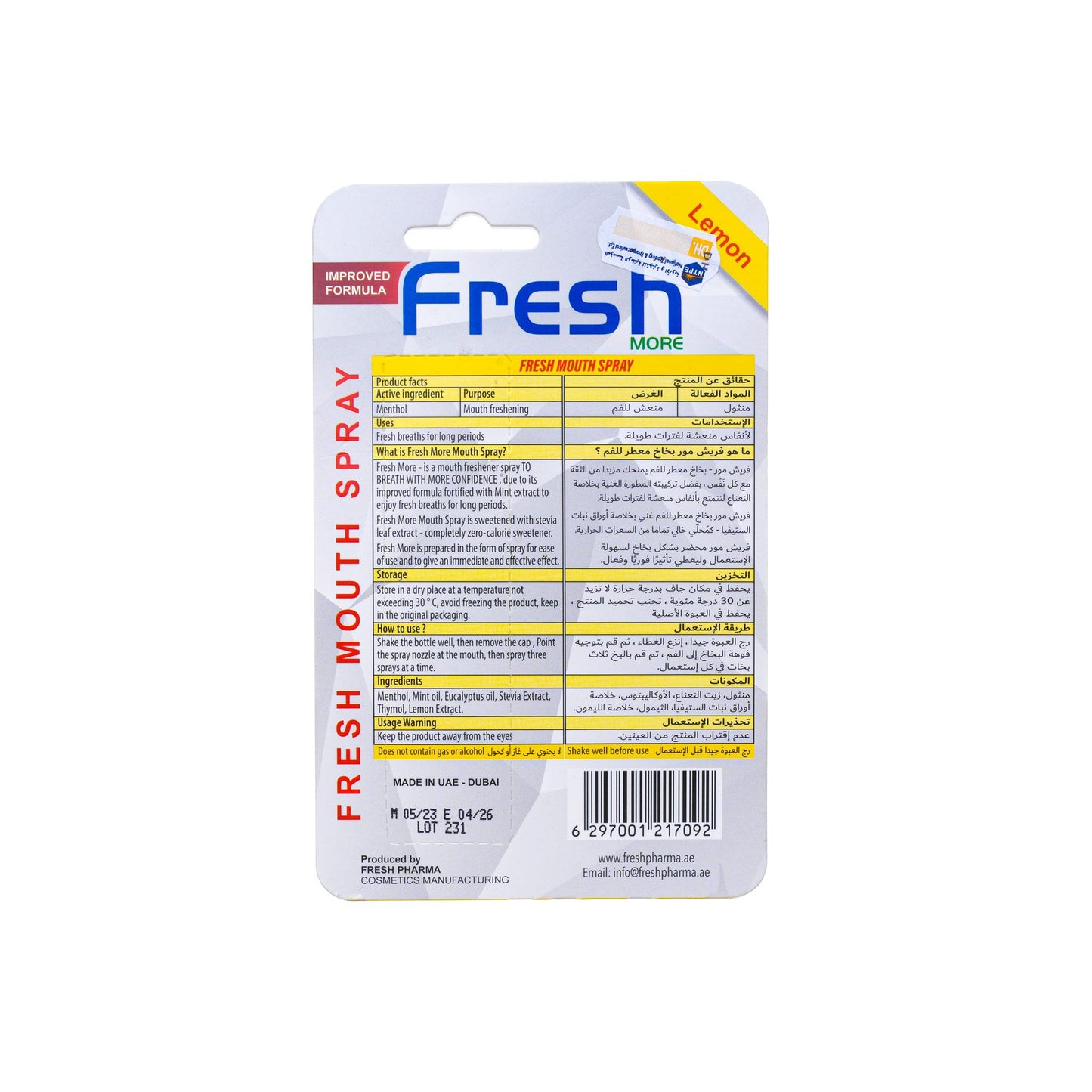 FRESH MOUTH SPRAY LEMON 20 ML