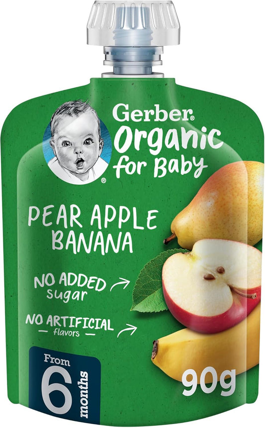 GERBER ORGANIC PEAR APPLE BANANA PUREE 90 G