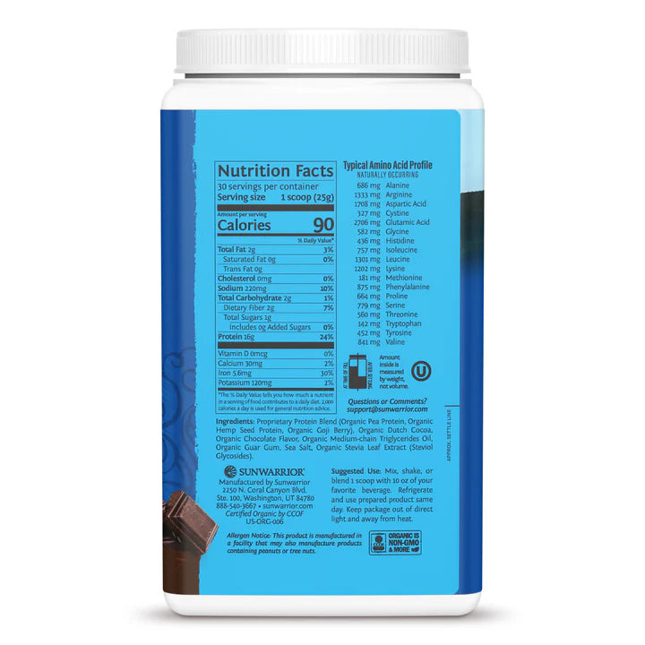SUNWARRIOR PROTEIN BLEND ORGANIC CHOCOLATE 750 G